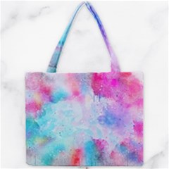 Pink And Purple Galaxy Watercolor Background  Mini Tote Bag by paulaoliveiradesign