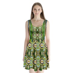 Bread Sticks And Fantasy Flowers In A Rainbow Split Back Mini Dress  by pepitasart