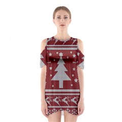 Ugly Christmas Sweater Shoulder Cutout One Piece by Valentinaart