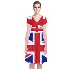 Union Jack Pencil Art Short Sleeve Front Wrap Dress by picsaspassion