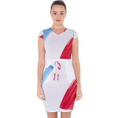 France Flag, Banner Watercolor Painting Art Capsleeve Drawstring Dress  by picsaspassion