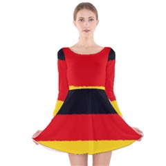 German Flag, Banner Deutschland, Watercolor Painting Art Long Sleeve Velvet Skater Dress by picsaspassion