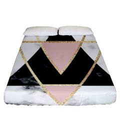 Triangles,gold,black,pink,marbles,collage,modern,trendy,cute,decorative, Fitted Sheet (queen Size) by NouveauDesign