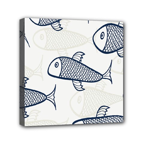 Fish Graphic Flooring Blue Seaworld Swim Water Mini Canvas 6  X 6  by Mariart