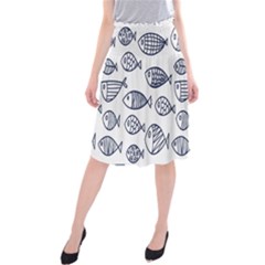 Love Fish Seaworld Swim Blue Sea Water Cartoons Midi Beach Skirt by Mariart