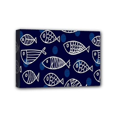 Love Fish Seaworld Swim Blue White Sea Water Cartoons Mini Canvas 6  X 4  by Mariart