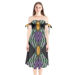 Secret Code Formula Sun Shoulder Tie Bardot Midi Dress by Mariart