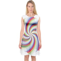 Prismatic Hole Rainbow Capsleeve Midi Dress by Mariart