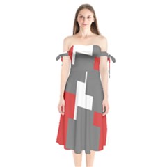 Cross Abstract Shape Line Shoulder Tie Bardot Midi Dress by Celenk