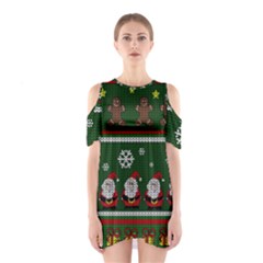 Ugly Christmas Sweater Shoulder Cutout One Piece by Valentinaart