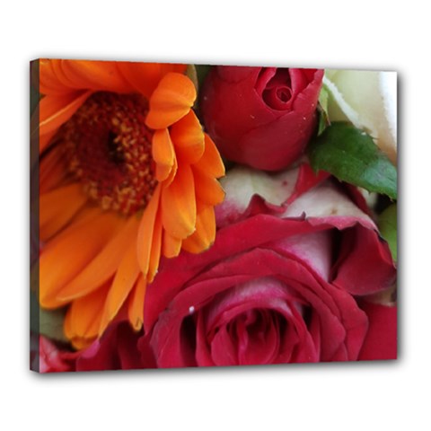 Floral Photography Orange Red Rose Daisy Elegant Flowers Bouquet Canvas 20  X 16  by yoursparklingshop