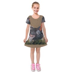 Thanksgiving Turkey Kids  Short Sleeve Velvet Dress by Valentinaart