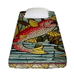 Fish Underwater Cubism Mosaic Fitted Sheet (single Size) by Celenk