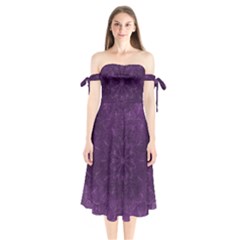 Background Purple Mandala Lilac Shoulder Tie Bardot Midi Dress by Celenk