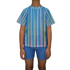 Colorful Color Arrangement Kids  Short Sleeve Swimwear by Celenk