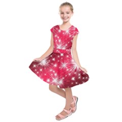 Christmas Star Advent Background Kids  Short Sleeve Dress by Celenk