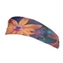 Beautiful Fiery Orange & Blue Fractal Orchid Flower Stretchable Headband View1