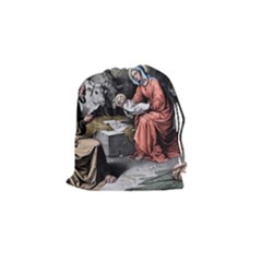 The Birth Of Christ Drawstring Pouches (small)  by Valentinaart