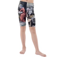 The Birth Of Christ Kids  Mid Length Swim Shorts by Valentinaart