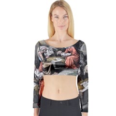 The Birth Of Christ Long Sleeve Crop Top by Valentinaart