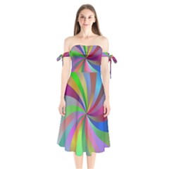 Spiral Background Design Swirl Shoulder Tie Bardot Midi Dress by Celenk