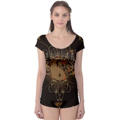 The Sign Ying And Yang With Floral Elements Boyleg Leotard  by FantasyWorld7