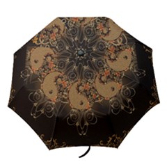 The Sign Ying And Yang With Floral Elements Folding Umbrellas by FantasyWorld7