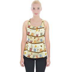 Autumn Owls Pattern Piece Up Tank Top by Celenk