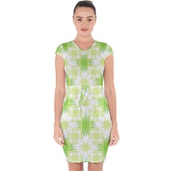 Intersecting Lines Pattern Capsleeve Drawstring Dress  by dflcprints