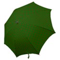 Red Stars On Christmas Green Background Hook Handle Umbrellas (Medium) View2