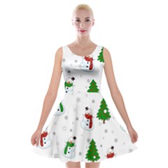 Snowman Pattern Velvet Skater Dress by Valentinaart