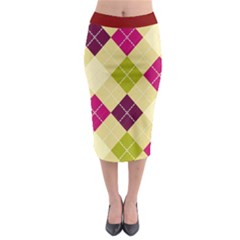 Argyle Lightgreenandmaroon Pattern Midi Pencil Skirt by PKHarrisPlace