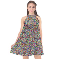 Pattern Halter Neckline Chiffon Dress  by gasi