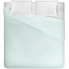 Tiffany Aqua Blue Candy Polkadot Hearts On White Duvet Cover Double Side (king Size) by PodArtist