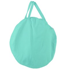 White Polkadot Hearts On Tiffany Aqua Blue  Giant Round Zipper Tote by PodArtist