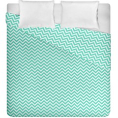 Tiffany Aqua Blue Chevron Zig Zag Duvet Cover Double Side (king Size) by PodArtist