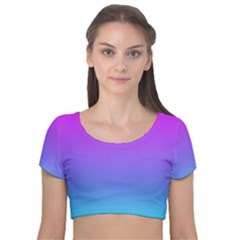 Pattern Velvet Short Sleeve Crop Top  by gasi