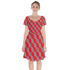 Pattern Short Sleeve Bardot Dress by gasi