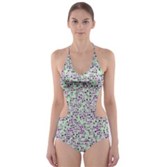 Pattern Cut-out One Piece Swimsuit by gasi