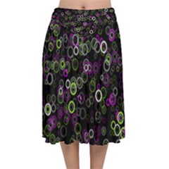 Pattern Velvet Flared Midi Skirt by gasi