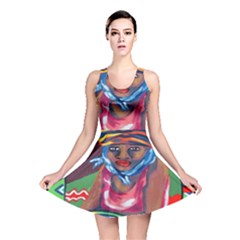 Ethnic Africa Art Work Drawing Reversible Skater Dress by Celenk