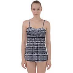 Zentangle Lines Pattern Babydoll Tankini Set by Celenk