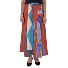 Mexico Puebla Mural Ethnic Aztec Flared Maxi Skirt by Celenk