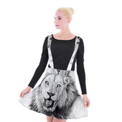 Lion Wildlife Art And Illustration Pencil Suspender Skater Skirt by Celenk