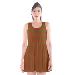 Classic Christmas Red And Green Houndstooth Check Pattern Scoop Neck Skater Dress by PodArtist