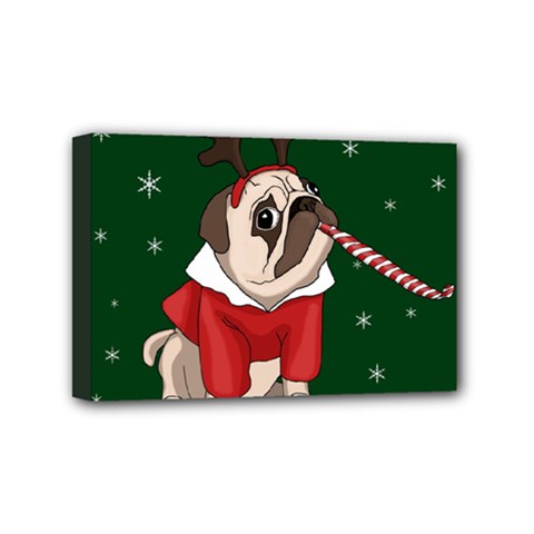 Pug Xmas Mini Canvas 6  X 4  by Valentinaart