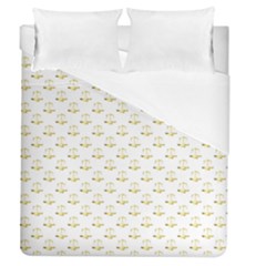 Gold Scales Of Justice On White Repeat Pattern All Over Print Duvet Cover (queen Size) by PodArtist