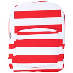 Christmas Red And White Cabana Stripes Full Print Backpack by PodArtist