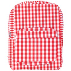 Large Christmas Red And White Gingham Check Plaid Full Print Backpack by PodArtist