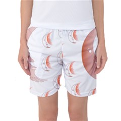 Moon Moonface Pattern Outlines Women s Basketball Shorts by Celenk